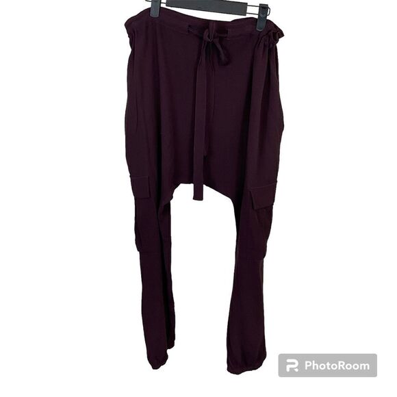 Ulla Johnson Drop Crotch Pant Sz 2 Purple Harem Paper Bag Drawstring Crop Rayon - Picture 1 of 12